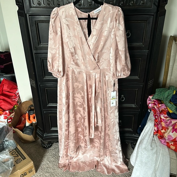 NWT Floral Jacquard Faux-Wrap Dress Size 14 - Picture 5 of 9